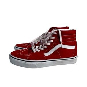 VANS SK8-HI Top Suede Skate Athletic Shoes Racing Red/ True White M9/W10.5